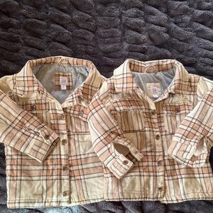 GAP Kids Plaid Button-Down Shirt - Cream and Brown